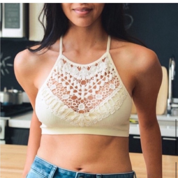 SALE Cream Beige Ivory New Edgy Chic Comfy Crochet Bralette Bra Brami - Picture 11 of 11